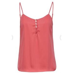 L'Academie Peach 5-Button Loop Close Knit Tank Adjustable Straps Cami Top L